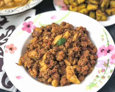 Kodava Mudi Chekke Barthad Recipe - Raw Jackfruit & Black Chickpea Stir Fry