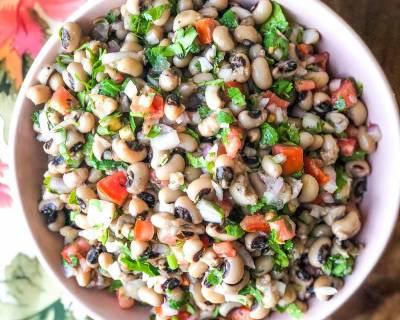 Chatpata Lobia Chaat Recipe - Healthy Black Eyed Bean Snack