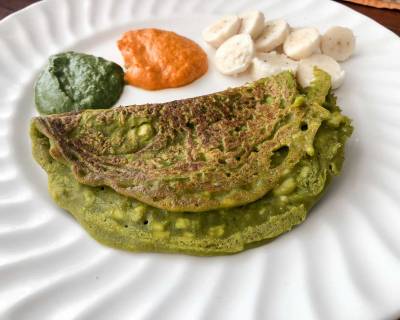 Matar Besan And Paneer Cheela Recipe -Green Peas & Paneer Crepes