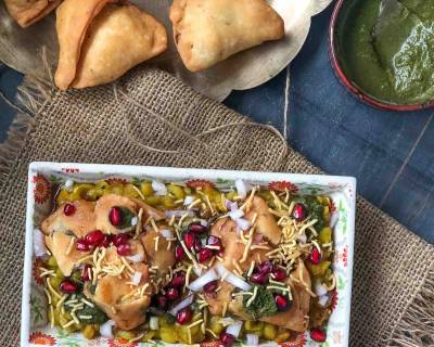 Matar Samosa Chaat Recipe - Delicious Evening Tea Time Snack