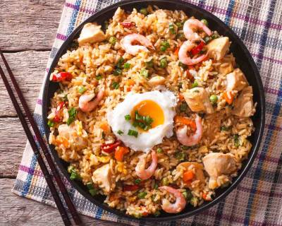 Indo Chinese Prawn And Chicken Fried Rice Recipe