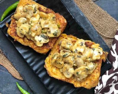 Savory French Toast Recipe With Creamy Achari Mushroom