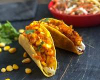 Spicy Tacos With Creamy Apple Slaw & Crispy Sriracha Corn