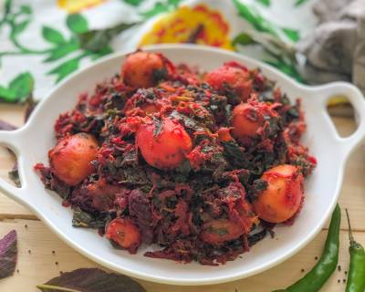 Beetroot, Aloo & Amaranth Leaves Sabzi Recipe