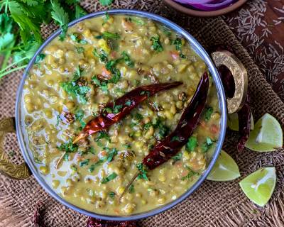 Dhaba Style Green Moong Dal Tadka Recipe