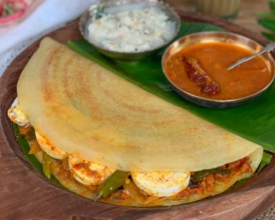 Egg Roast Masala Dosa Recipe - With Moong Dal Dosa Batter