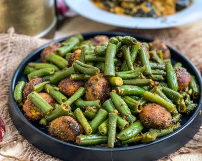 Fansi Muthia Nu Shaak Recipe - Green Beans With Gram Flour Dumplings