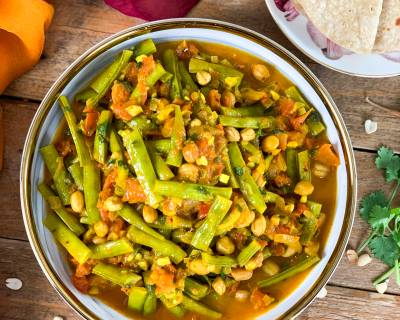 Gawar Phali Masala Sabzi Recipe - Cluster Beans Gravy Sabzi 
