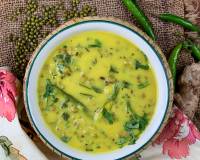 Gujarati Khatta Mag - Green Moong in Buttermilk Curry