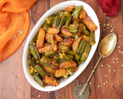 Aloo Bhindi Sabzi Recipe - Potatoes Lady's Finger Stir Fry