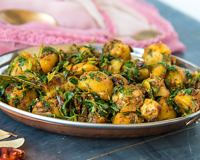 Aloo Methi Sabzi Recipe - Potato Fenugreek Leaves Sabzi