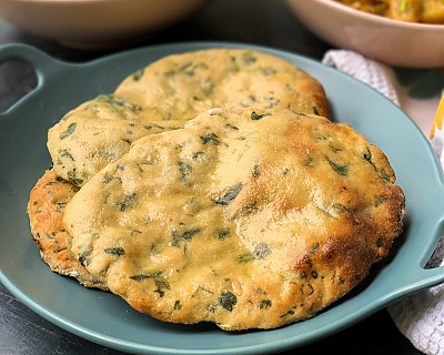 Whole Wheat Methi Garlic Naan Recipe  | Oven Method with yeast