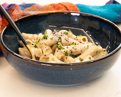 Penne Pasta Recipe In a Creamy Mushroom Sauce Using Archana's Kitchen Durum Wheat Penne Pasta