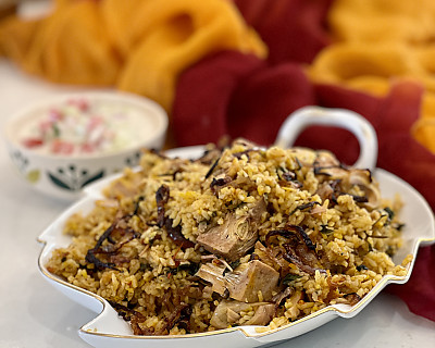 Kathal Biryani Recipe |  Jackfruit Biryani Topped with Caramelised Onions