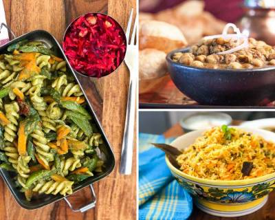 Kids School Lunch Box Menu Plan-Moong Dal Biryani, Bhindi Masala, Hummus Wrap & More