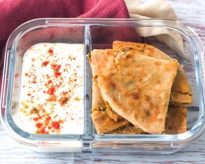 Office Lunch Box : Paneer Pyaz Paratha And Burani Raita