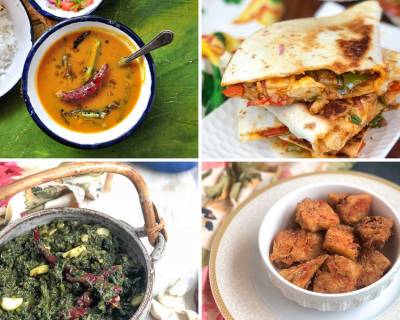 Office Lunch Box Menu Plan- Kala Desi Chana, Kashmiri Saag , Chilli Paneer Quesadilla & More