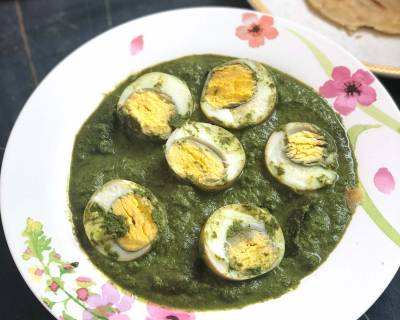 हरियाली अंडे की करी रेसिपी - Hariyali Egg Curry Recipe In Coriander and Mint Gravy