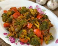 Kadai Broccoli Masala Recipe - Broccoli Cooked With Indian Spices