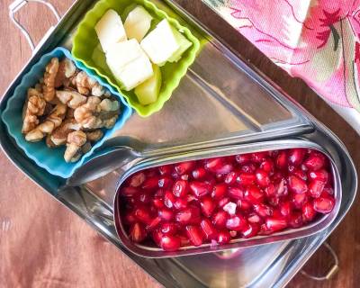 Kids Lunch Box Recipes: Pomegranate Cheese Cubes & Nuts