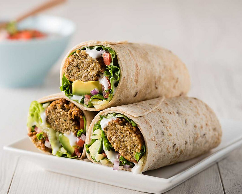 Roasted Carrot Hummus Falafel Wrap Recipe