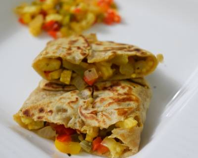 Stuffed Corn and Capsicum Paratha Recipe with Herbs