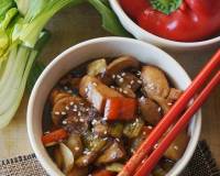 Ginger Sesame Chicken With Bok Choy And Mushrooms Recipe