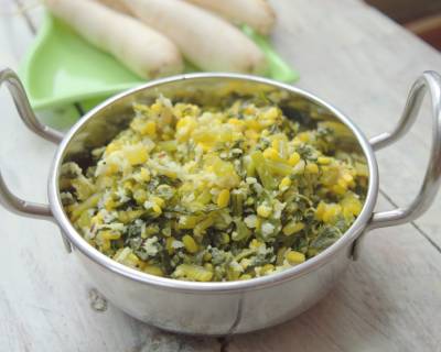 Mooli Ka Saag & Moong Dal Ki Sabzi (Dry) - Radish Leaves & Lentil Stir fry