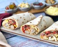 Loaded Breakfast Burrito With Crispy Bacon & Sausage