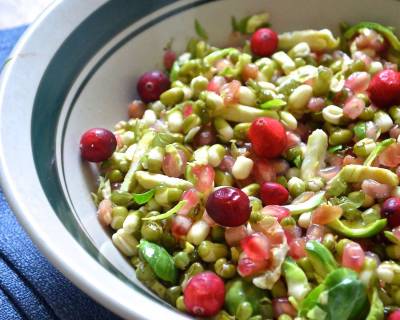 Mung Bean Sprouts Salad Recipe With Brussel Sprouts and Pomegranate