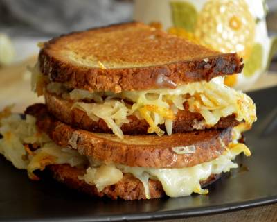 Potato And Paneer Reuben Sandwich Recipe