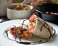 Sweet Mixed Fruits And Granola Breakfast Wraps Recipe