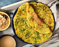 Moong Dal Palak Cheela Recipe (Yellow Lentil And Spinach Crepes)