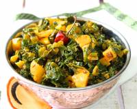Aloo Aur Mooli Ke Patton Ki Sabzi Recipe - Radish Greens And Potato Stir Fry