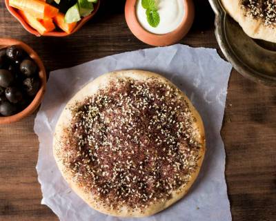 Manakish Zaatar (Traditional Lebanese Spiced Pita Bread)