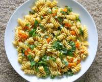 Fusilli Alla Caprese Recipe-Pasta With Cherry Tomatoes And Basil Leaves