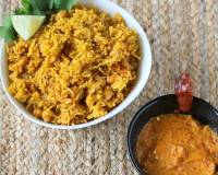 Pakistani Chickpeas Pulao Recipe With Sweet Hot Date Onion Chutney