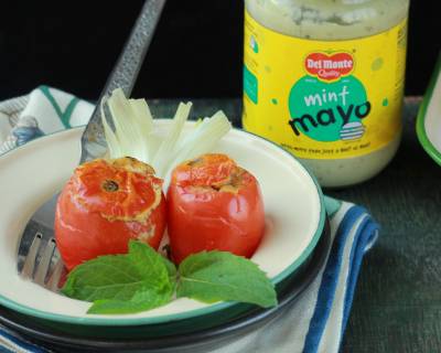 Tomatoes Stuffed With Mint Mayo And Paneer Recipe