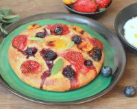 Berry Focaccia with Mascarpone Cheese Recipe(Italian bread topped with mixed berries and served with Sweetened Mascarpone Cheese)