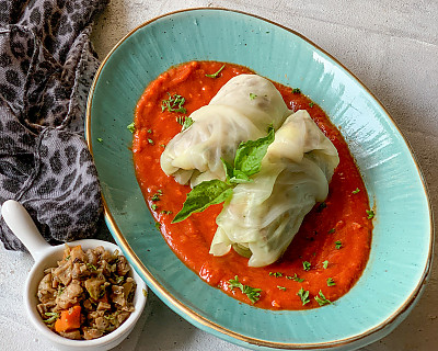 Stuffed Cabbage Rolls Recipe With Creamy Tomato Garlic Sauce 