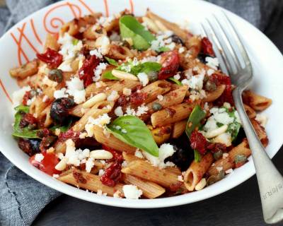 Sun Dried Tomato Penne Pasta Salad With Goat Cheese