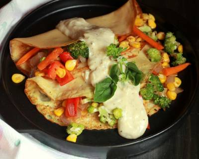 Whole Wheat Crepes With Roasted Vegetables And White Sauce Recipe