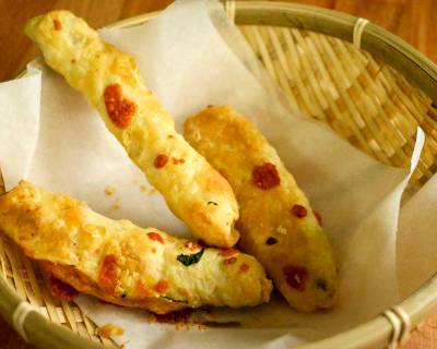 Soft and Crispy Cheese Stuffed Puff Sticks Recipe