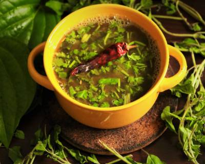 तुलसी और पान के पत्तो का रसम रेसिपी - Tulsi And Betel Leaves Rasam Recipe