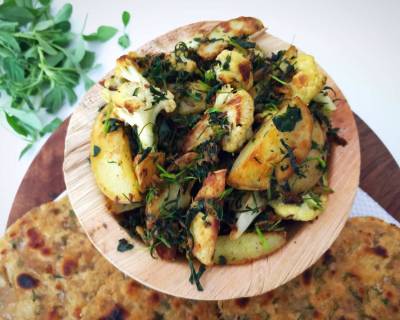 Authentic Sindhi Style Aloo Gobi Methi Tuk Recipe: Flavorful Blend of Potatoes, Cauliflower, and Fenugreek Leaves