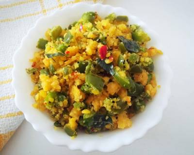 Capsicum Usili Recipe (Tamil Nadu Style Capsicum cooked with lentils spice mix)