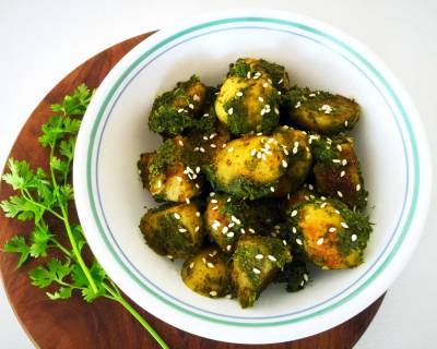 Dhania Wale Aloo Recipe - Coriander Potato Dry