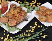 Spicy Sweet Corn & Oat Fritters Recipe - Corn Masala Vada