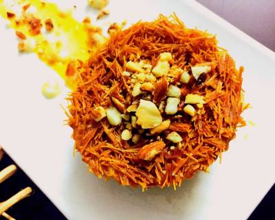 Vermicelli Kunafa Recipe With Paneer & Cream Filling