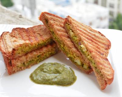 Cauliflower Chutney Grilled Sandwich Recipe